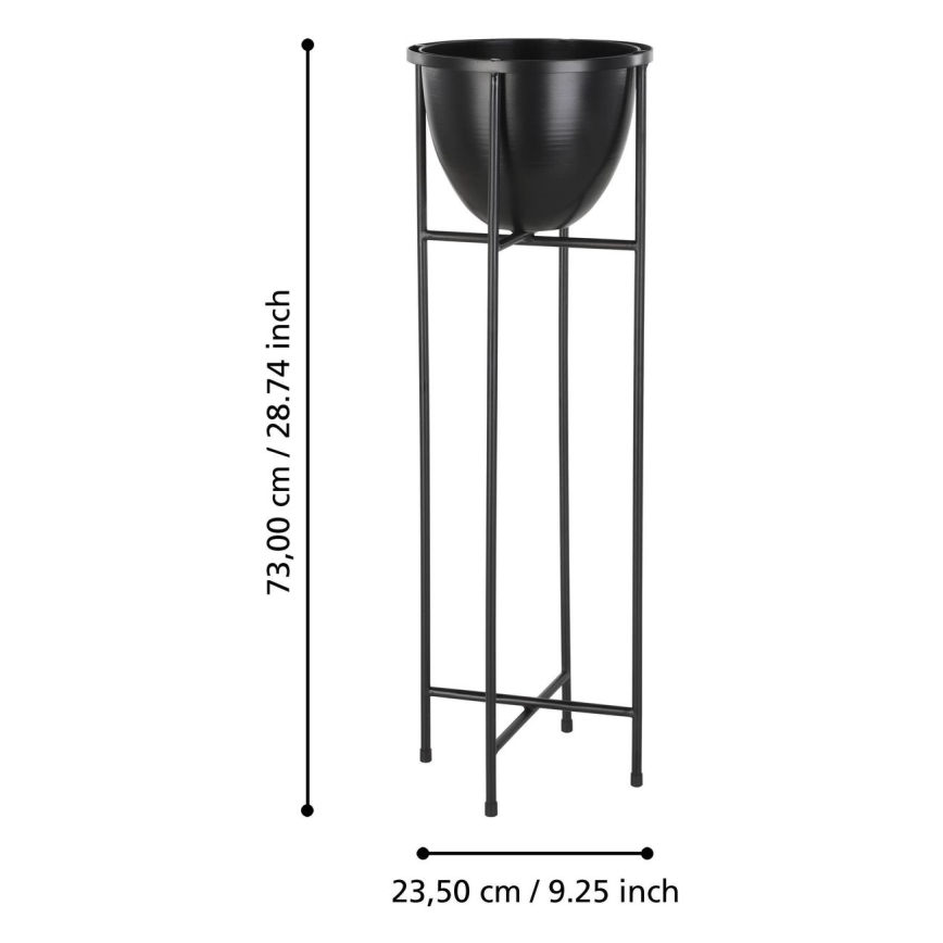Eglo - Pot de fleurs en métal 73x23,5 cm noir