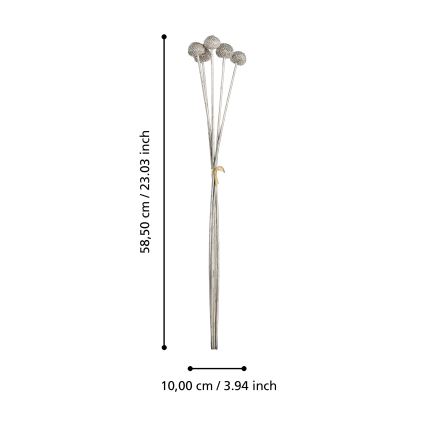 Eglo - Fleur artificielle 58,5 cm argent