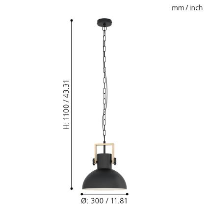 Eglo - Suspension fil 1xE27/28W/230V