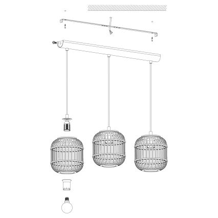 Eglo - Suspension fil 3xE27/28W/230V