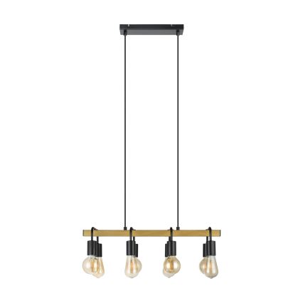 Eglo 43316 - Suspension à câbles ERRIBERA 8xE27/40W/230V chêne/noir