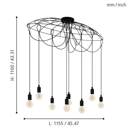 Eglo - Suspension avec fil 8xE27/40W/230V