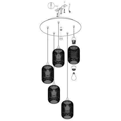 Eglo - Suspension avec fil 5xE27/60W/230V