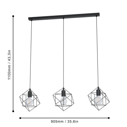 Eglo - Suspension avec fil 3xE27/60W/230V