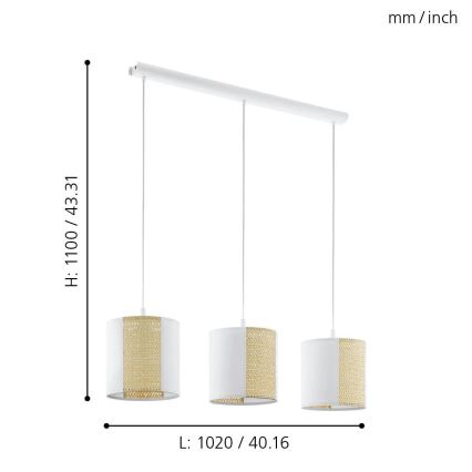 Eglo - Suspension avec fil 3xE27/40W/230V