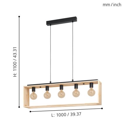 Eglo - Suspension avec fil 5xE27/40W/230V