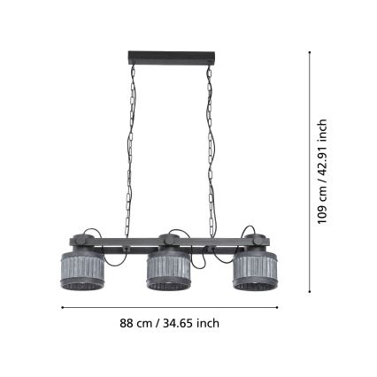 Eglo 43447 - Suspension sur chaîne TURROCK 3xE27/28W/230V