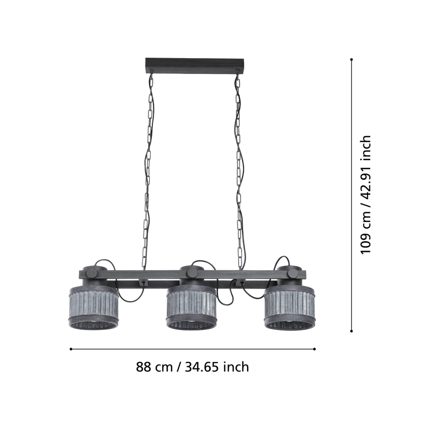 Eglo 43447 - Suspension sur chaîne TURROCK 3xE27/28W/230V