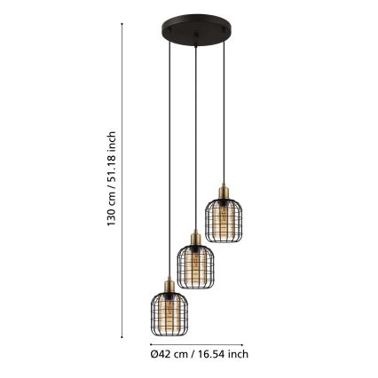 Eglo - Suspension filaire 3xE27/40W/230V