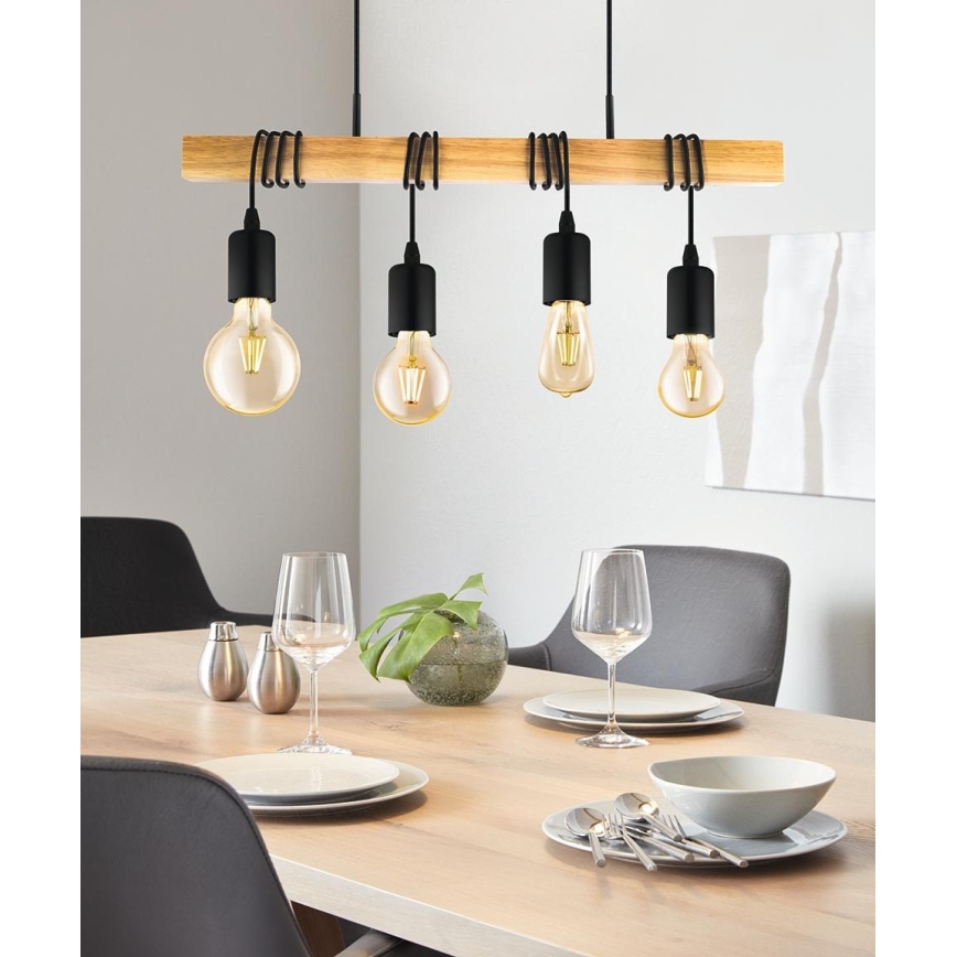 Eglo - Suspension filaire TOWNSHEND 4xE27/60W/230V