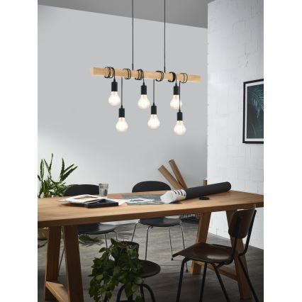 Eglo - Suspension filaire TOWNSHEND 6xE27/60W/230V