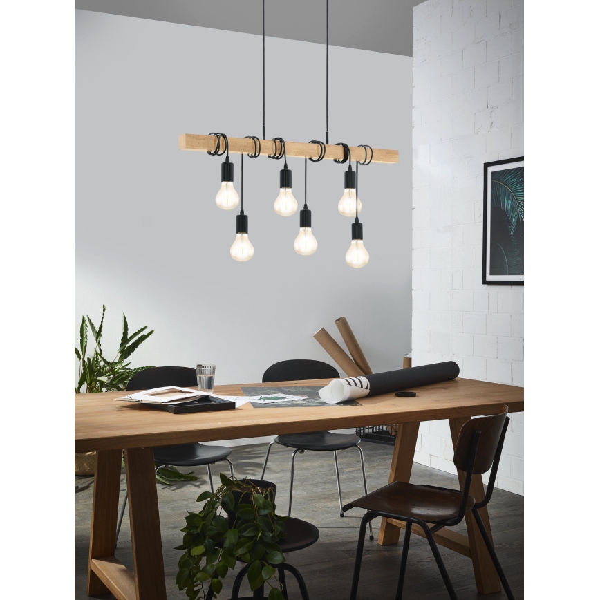 Eglo - Suspension filaire TOWNSHEND 6xE27/60W/230V