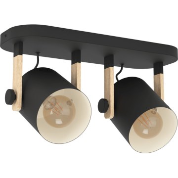 Eglo 43557 - Spot HORNWOOD 2xE27/28W/230V noir