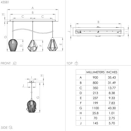 Eglo - Suspension filaire 3xE27/40W/230V