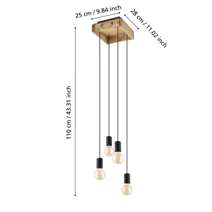 Eglo - Suspension filaire 4xE27/40W/230V