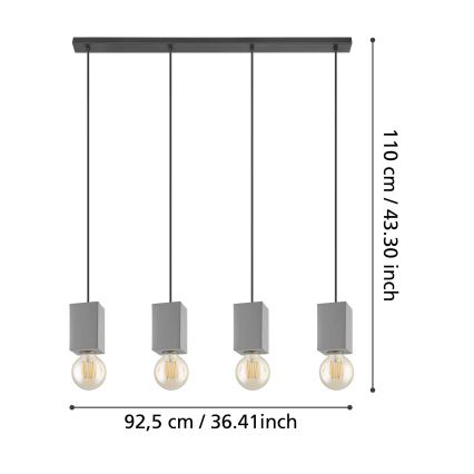 Eglo - Suspension filaire 4xE27/40W/230V