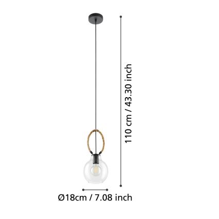 Eglo 43617 - Suspension RODING sur câble 1xE27/40W/230V