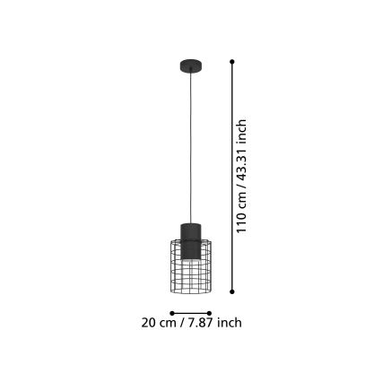 Eglo - Suspension filaire 1xE27/40W/230V d. 20 cm noire