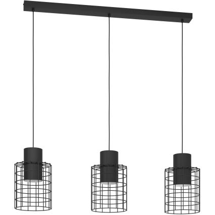 Eglo - Suspension filaire 3xE27/40W/230V noire