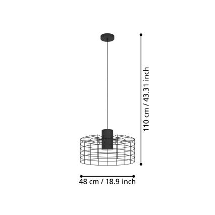 Eglo - Suspension filaire 1xE27/40W/230V d. 48 cm noire