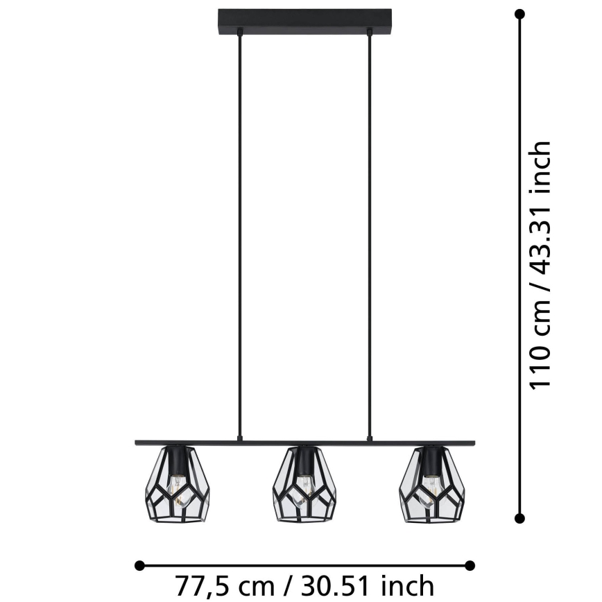 Eglo - Suspension LED sur câble 3xE27/40W/230V