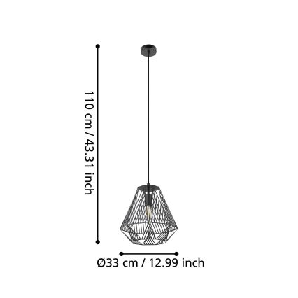 Eglo - Suspension filaire 1xE27/40W/230V noire