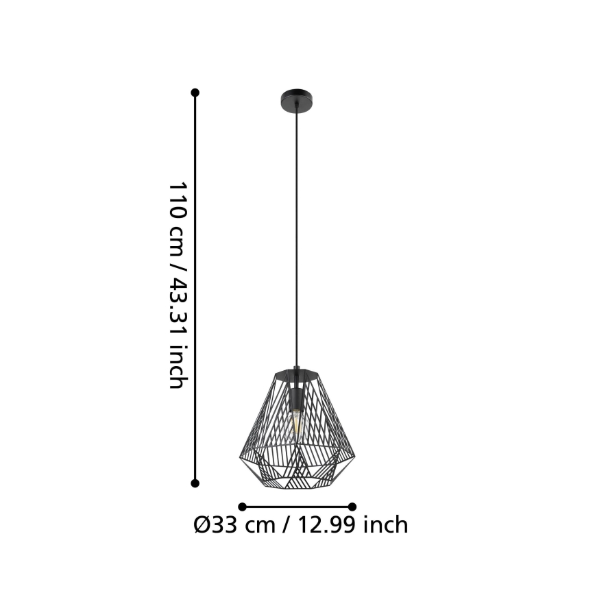 Eglo - Suspension filaire 1xE27/40W/230V noire