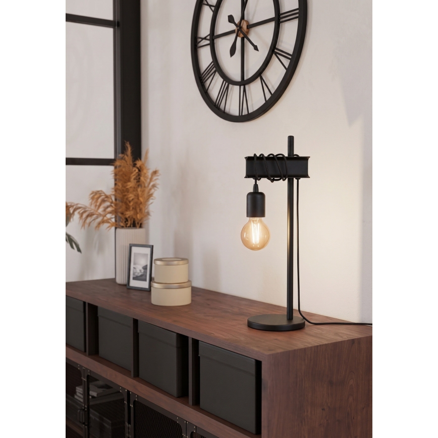 Eglo 43714 - Lampe de table TOWNSHEND 1xE27/10W/230V noire
