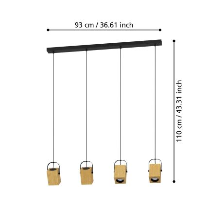 Eglo - Suspension filaire LED 4xGU10/3W/230V