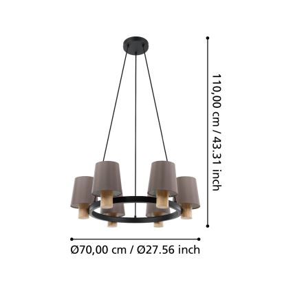 Eglo - Suspension filaire 6xE27/40W/230V