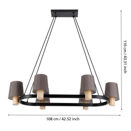 Eglo - Suspension filaire 6xE27/40W/230V