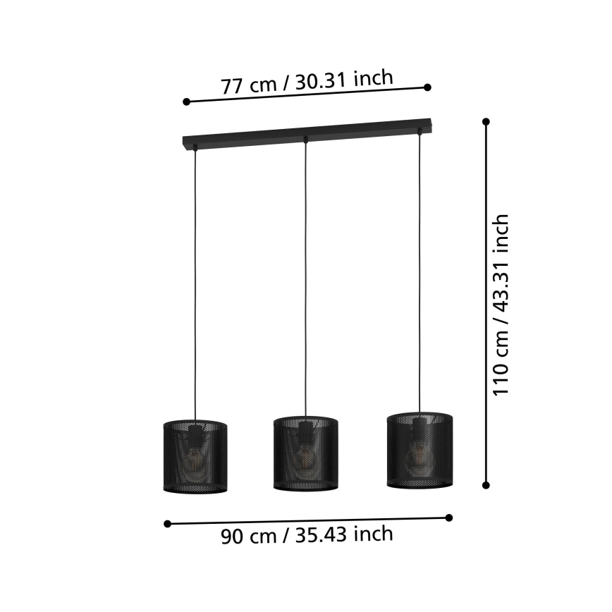 Eglo - Suspension filaire 3xE27/40W/230V