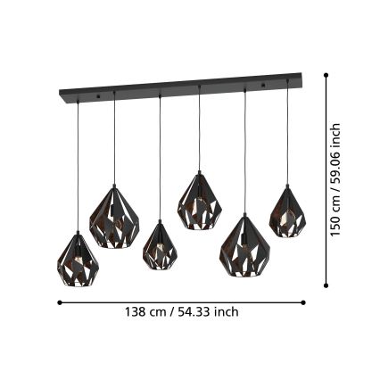 Eglo - Suspension filaire 6xE27/40W/230V