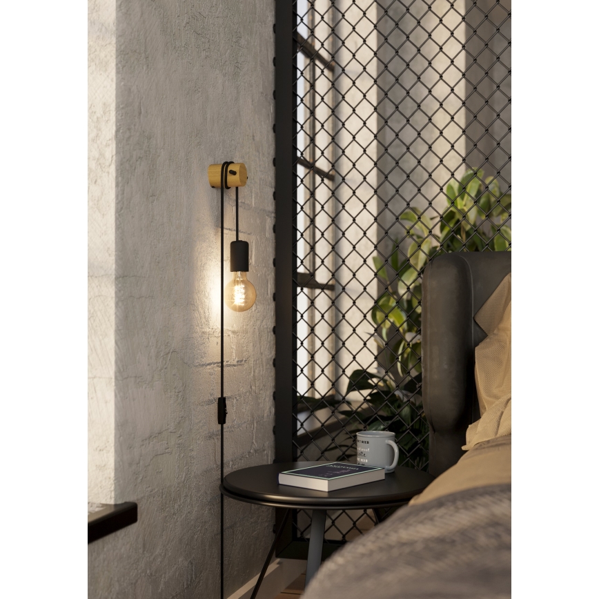 Eglo - Applique murale 1xE27/13W/230V noir/beige