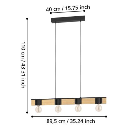 Eglo - Suspension filaire 4xE27/40W/230V