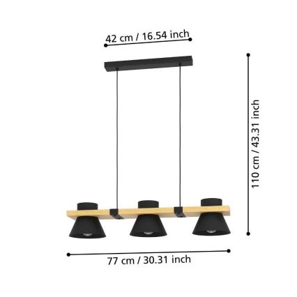 Eglo - Suspension filaire 3xE27/15W/230V