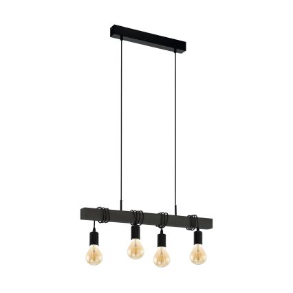 Eglo 44061 - Suspension à câble TOWNSHEND 4xE27/40W/230V noire