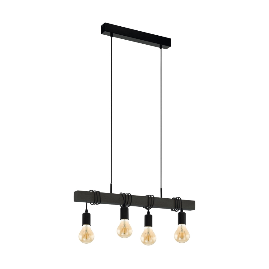 Eglo 44061 - Suspension à câble TOWNSHEND 4xE27/40W/230V noire