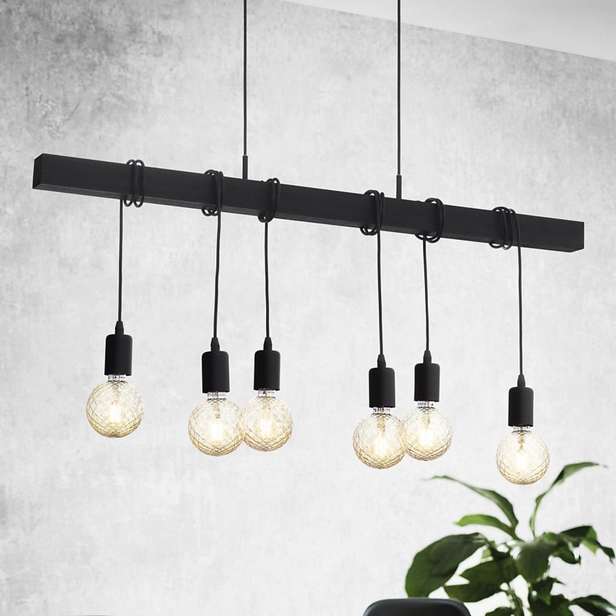 Eglo - Suspension filaire TOWNSHEND 6xE27/60W/230V