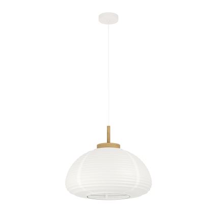 Eglo - Suspension sur câble 1 x E27/40 W/230 V Ø 55 cm blanche/beige