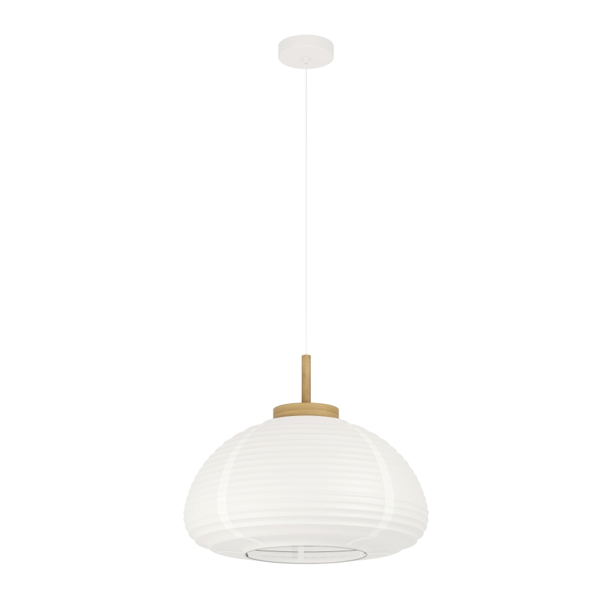 Eglo - Suspension sur câble 1 x E27/40 W/230 V Ø 55 cm blanche/beige