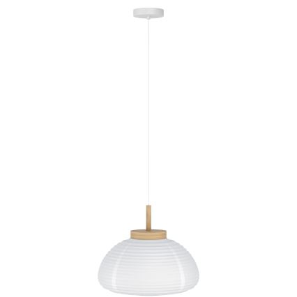 Eglo - Suspension sur câble 1 x E27/40 W/230 V Ø 55 cm blanche/beige