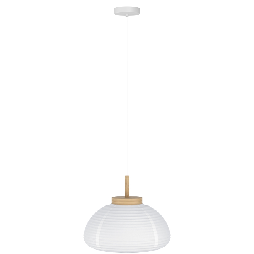 Eglo - Suspension sur câble 1 x E27/40 W/230 V Ø 55 cm blanche/beige
