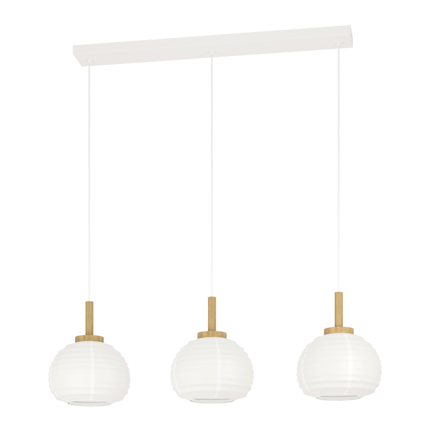Eglo - Suspension sur câble 3xE27/40W/230V blanche/beige