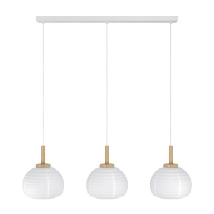 Eglo - Suspension sur câble 3xE27/40W/230V blanche/beige
