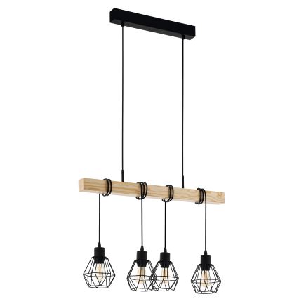 Eglo - Suspension filaire TOWNSHEND 4xE27/60W/230V - FSC certifié