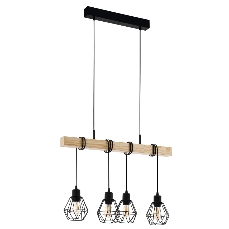 Eglo - Suspension filaire TOWNSHEND 4xE27/60W/230V - FSC certifié