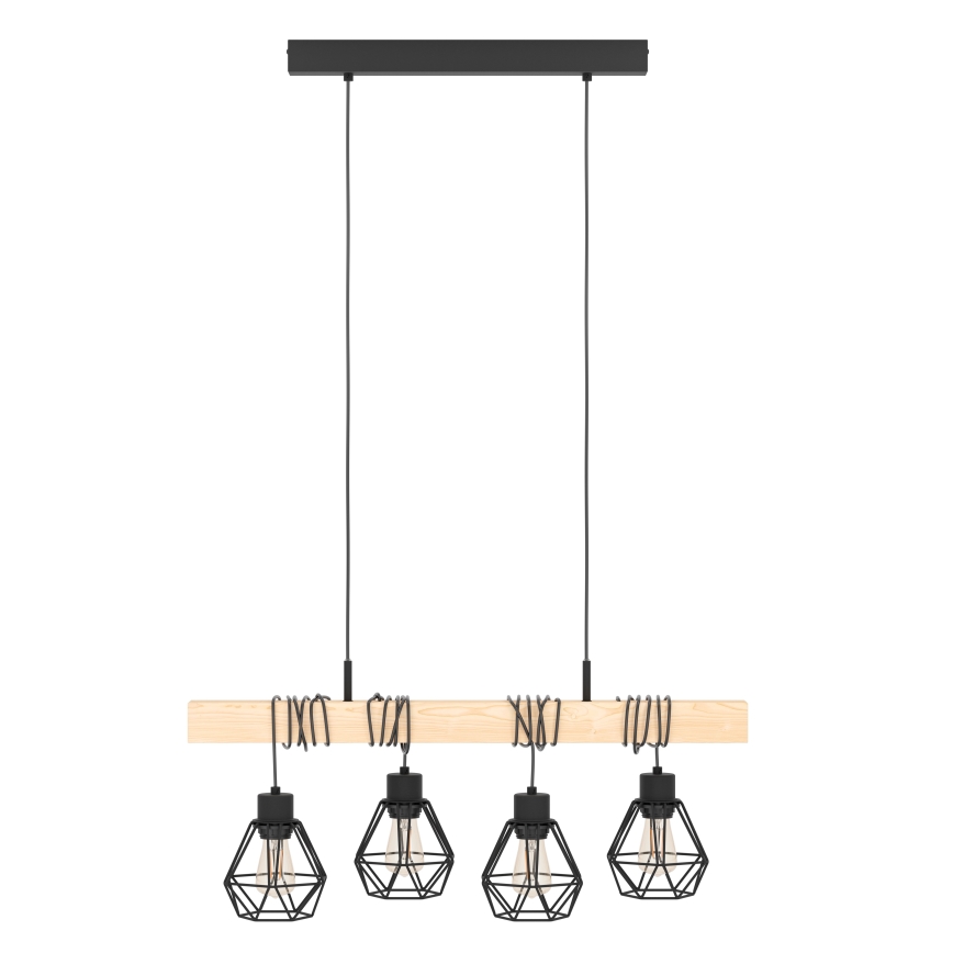 Eglo - Suspension filaire TOWNSHEND 4xE27/60W/230V - FSC certifié