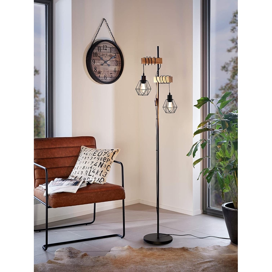 Eglo - Lampadaire TOWNSHEND 2xE27/60W/230V - FSC certifié