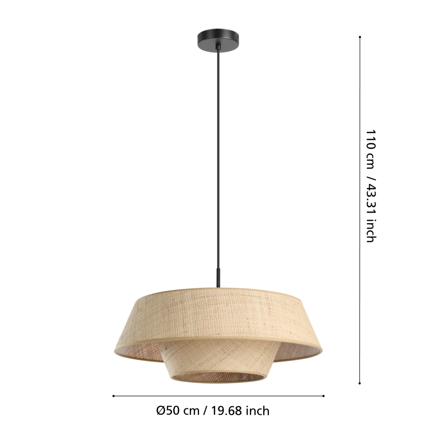 Eglo - Suspension sur câble 1xE27/60W/230V en rotin